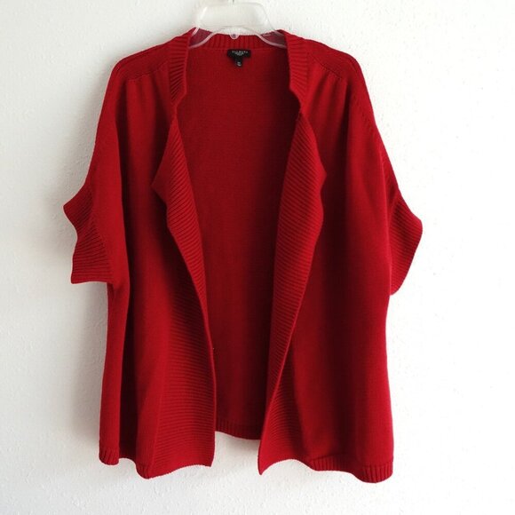 Talbots Sweaters - Talbots Cardigan Sweater Women's Plus Size 2X Red Open Front Short Sleeve